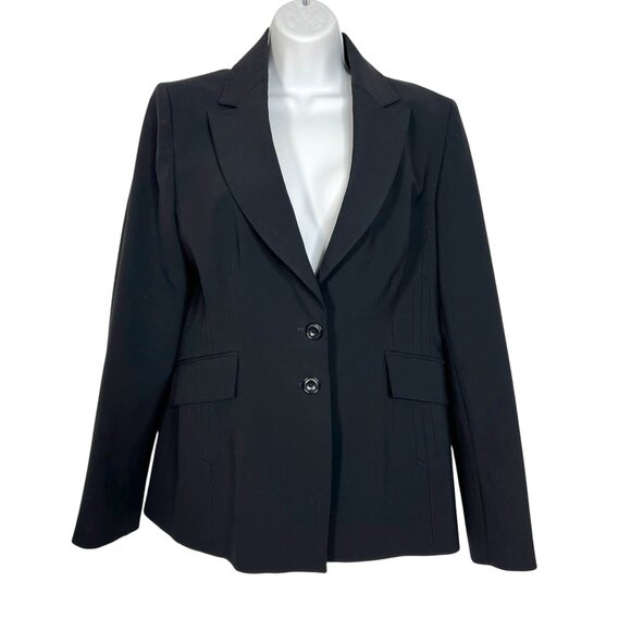 Karen Millen Wool Blend Tailored Blazer Single Breasted Flap Pockets Black US 10 - Picture 1 of 8